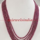 5 strand natural red ruby gemstone & silver necklace
