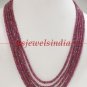 5 strand natural red ruby gemstone & silver necklace