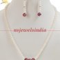 natural fresh water pearl & ruby gemstone necklace