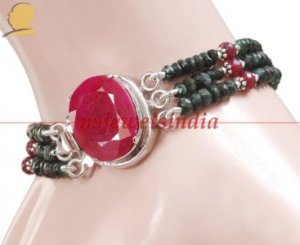 Stunning natural emerald & ruby gemstone bracelet