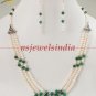 Stunning natural emerald & pearl gemstone necklace