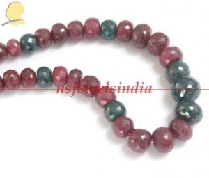 single strand natural ruby & sapphire gemstone necklace
