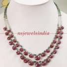 Designer Natural emerald & ruby drop gemstone necklace