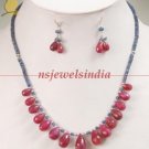stunning natural sapphire & ruby drop gemstone necklace