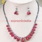 stunning natural sapphire & ruby drop gemstone necklace