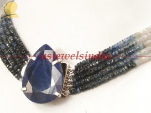Magnificent natural sapphire & silver clasp Necklace