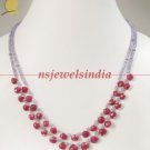 Designer natural tanzanite & Ruby drop gemstone string