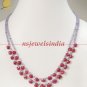 Designer natural tanzanite & Ruby drop gemstone string
