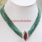 5 strand natural emerald gemstone beads necklace