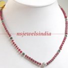 designer natural red ruby & emerlad gemstone neckalce