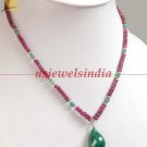 stunning natural red ruby & emerald gemstone necklace