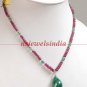 stunning natural red ruby & emerald gemstone necklace