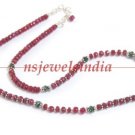 Emerald & Ruby Gemstone Beads With silver necklace