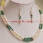 2 strand natural fresh water pearl gemstone neckalce