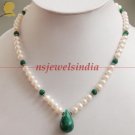 natural fresh water pearl & emerald gemstone necklace