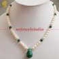 natural fresh water pearl & emerald gemstone necklace