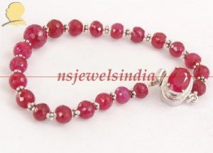 Handmad natural red ruby gemstone bracelet