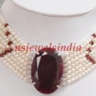 7 strand natural fresh water pearl gemstone necklace