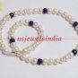 Natural fresh water Pearl & sapphire gemstone necklace