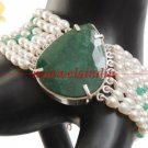 Natural fresh water pearl & emerald gemstone bracelet