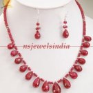 Single strand natural ruby gemstone beads & drop string