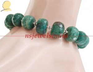 Natural Emerald beads gemstone & silver Bracelet