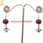 Handcrafted natural red ruby & silver beads earring