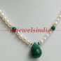 Natural emerald & pearl gemstone beads necklace