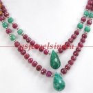 Natural Ruby & emerald Gemstone silver beads Necklace