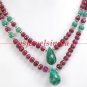 Natural Ruby & emerald Gemstone silver beads Necklace