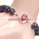 Sapphire & ruby gemstone with silver beads Necklace