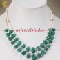 2strand cabochon emerald drop & pearl gemstone necklace