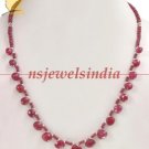 Ruby beads & drops gemstone with silver necklace