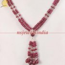 Magnificent natural ruby & silver beads necklace