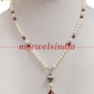 Stunning natural ruby & pearl gemstone necklace