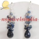 Handcrafted natural sapphire gemstone & silver earring
