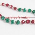 Natural emerald & ruby gemstone with silver bracelet