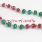 Natural emerald & ruby gemstone with silver bracelet