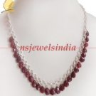 Natural ruby drop gemstone  & silver Necklace