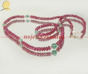 Stunning natural emerald & ruby gemstone necklace