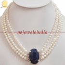 Stunning natural pearl & sapphire gemstone necklace