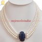 Stunning natural pearl & sapphire gemstone necklace