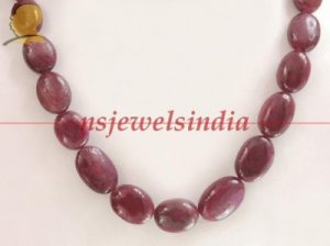 single strand natural ruby beaded gemstone necklace