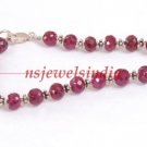 Handcrafted Ruby beads gemstone & silver bracelet