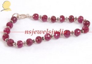 Handcrafted Ruby beads gemstone & silver bracelet
