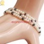 pearl & sapphire beads gemstone with silver bracelet