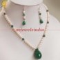 Handmade natural emerald & silver beads necklace