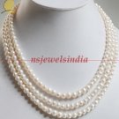 3 strand natural fresh water pearl gemstone necklace
