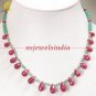 Handmade emerald & ruby gemstone with silver necklace