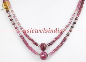 Magnificent ruby gemstone beads & silver necklace